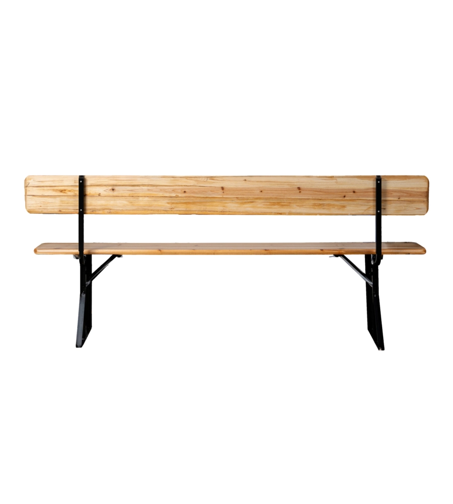 SET BIRRERIA DA GIARDINO PIEGHEVOLE EUROGARDEN IN LEGNO E METALLO DUE PANCHE CON SCHIENALE E TAVOLO 200X70 CM